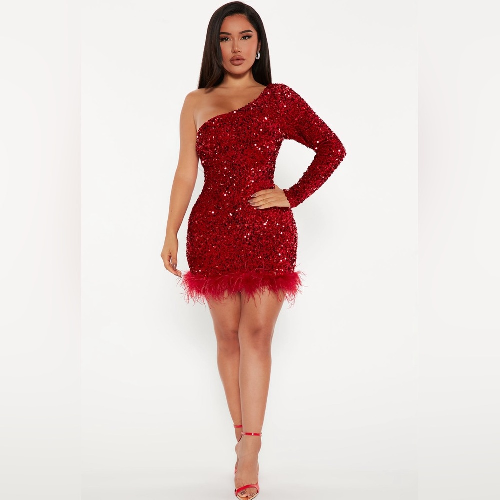 Red Sequin Party Dress